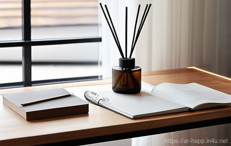 디퓨저 선택 팁 - **A sophisticated gathering in a modern living room.** A powerful electric diffuser, sleek and conte...